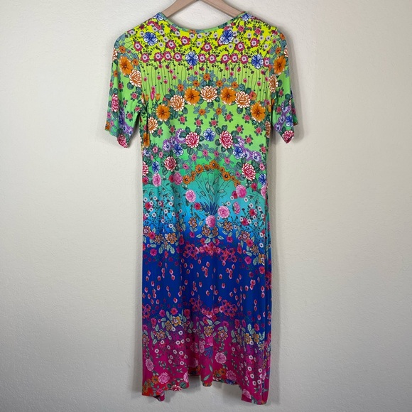 Johnny Was Rainbow Fields Bamboo Midi Swing Dress Tea Length Multicolor Size M - Picture 5 of 7